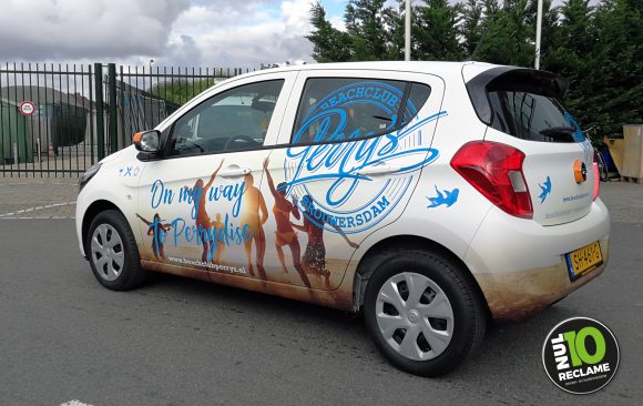 Beachclub Perry's carwrap / autobelettering Opel Karl