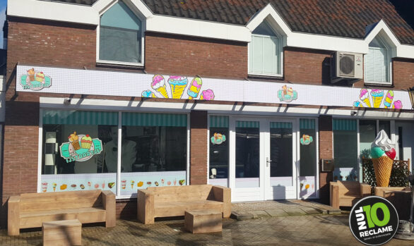 Het ijstaartje - Gevelreclame / raambelettering
